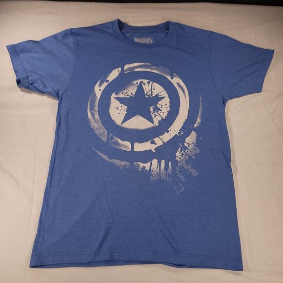 Marvel Captain America Graphic Short Sleeve Casual T Shirt Mens Size S Blue - Picture 2 of 9